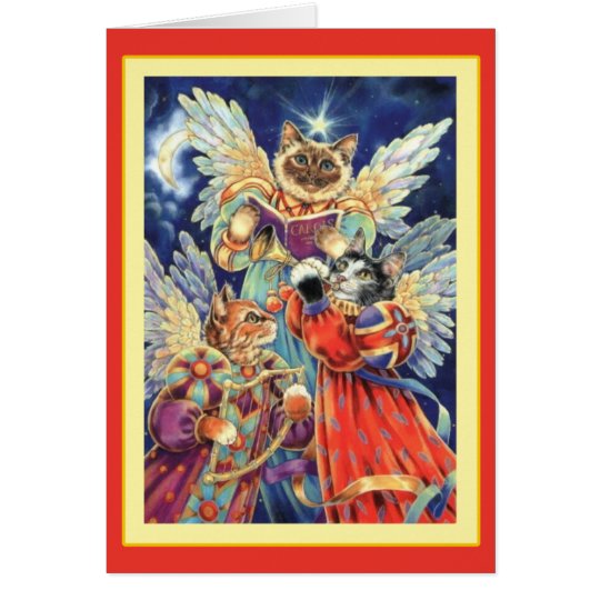Vintage Cats Christmas Greeting Card