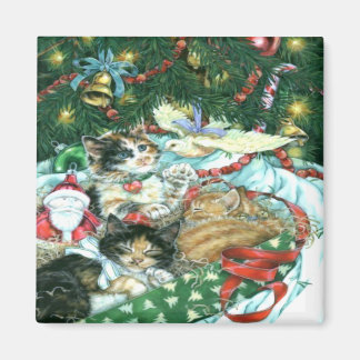 Vintage Cats Christmas Magnet