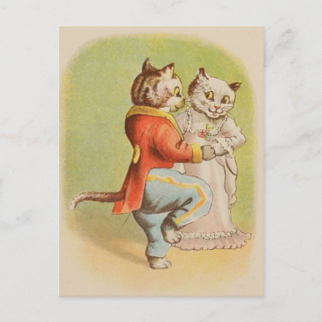 Vintage Cats Dancing Postcard (Front)