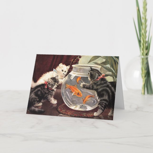 Vintage Cats & Goldfish Notecard (Front)