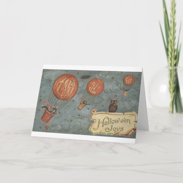 Vintage Cats Halloween Greeting Card (Front)