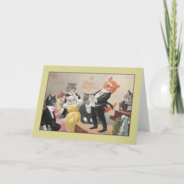 Vintage Cats Holiday Greeting Card, Arthur Thiele (Front)