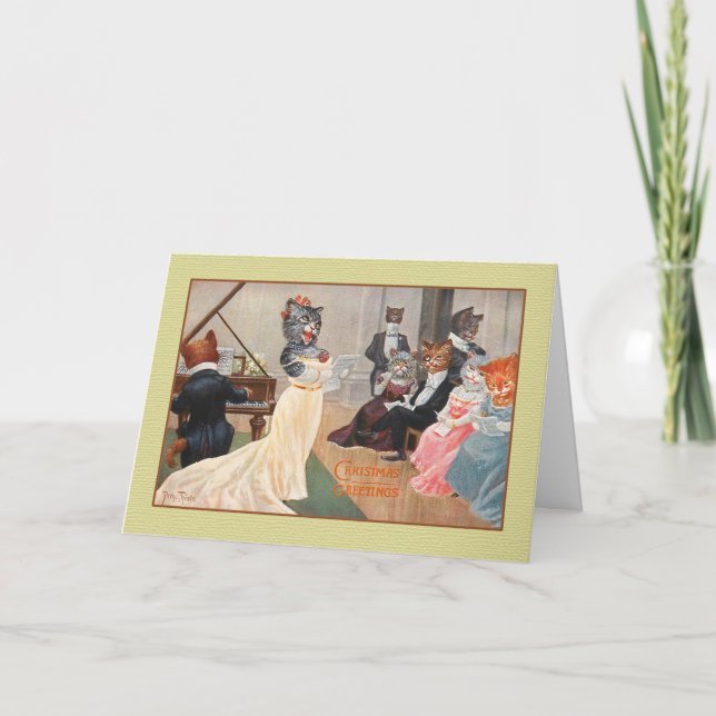 Vintage Cats Holiday Greeting Card, Arthur Thiele (Front)