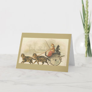 Vintage Cats in Carriage Note Card