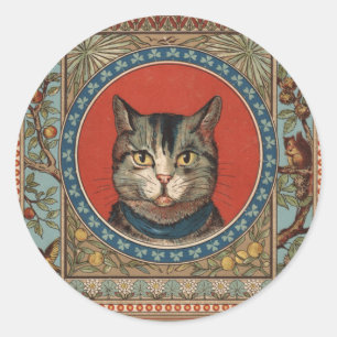 Vintage Cat's Life for Kitty Cat Classic Victorian Round Sticker