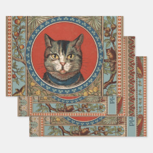 Vintage Cat's Life for Kitty Cat Classic Wrapping Paper Sheet