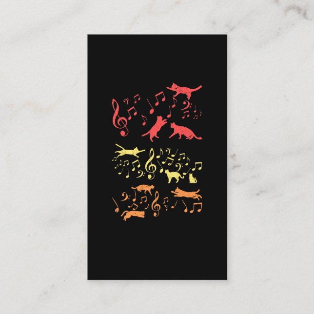 Vintage Cats Music Notes Funny Kitty Business Card (Front)