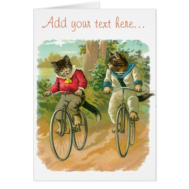 Vintage Cats on Bicycle (Front)