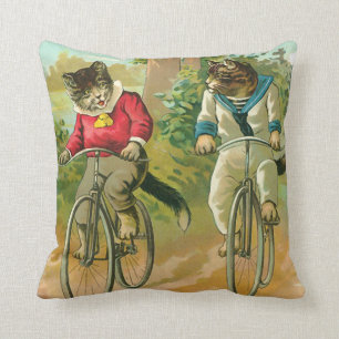 Vintage Cats on Bicycle Cushion