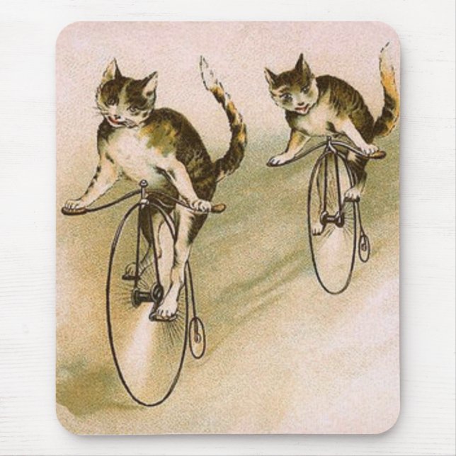 Vintage Cats on Bikes Mouse Mat (Front)