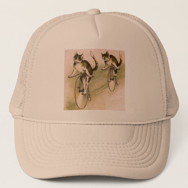 Vintage Cats on Bikes Trucker Hat (Front)