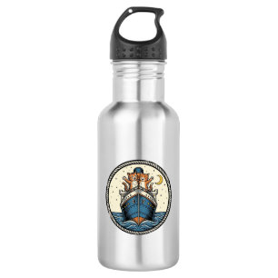 Vintage Cats on Ocean Liner Ship Art Shirt Design_ 532 Ml Water Bottle