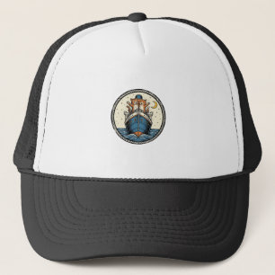 Vintage Cats on Ocean Liner Ship Art Shirt Design_ Trucker Hat