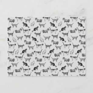 Vintage Cats Pattern Postcard