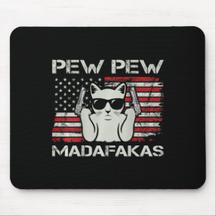 Vintage Cats Pew Pew Madafakas Usa Funny Cat Lover Mouse Mat