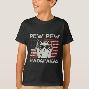 Vintage Cats Pew Pew Madafakas Usa Funny Cat Lover T-Shirt