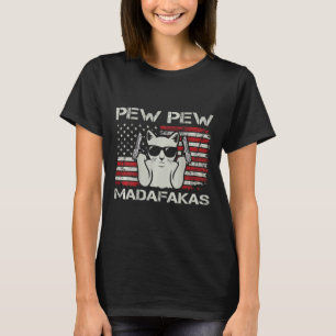 Vintage Cats Pew Pew Madafakas Usa Funny Cat Lover T-Shirt