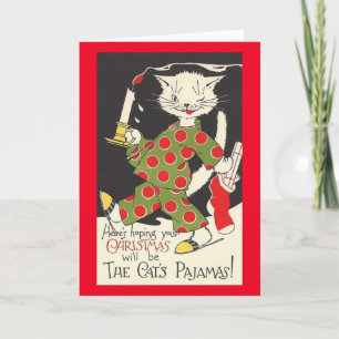 Vintage Cat's Pyjamas Christmas Card