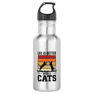 Vintage Cats Quote Retro Sunset Cat Lover Design_1 532 Ml Water Bottle