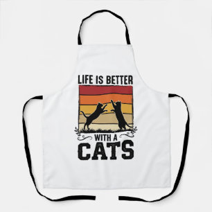 Vintage Cats Quote Retro Sunset Cat Lover Design_1 Apron
