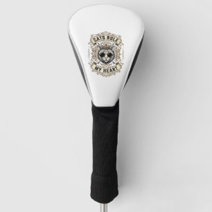 Vintage Cats Rule My Heart Crowned Cat Design_1 Golf Head Cover