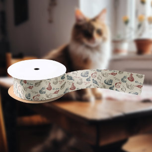 Vintage Cats Satin Ribbon