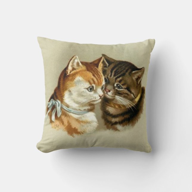 Vintage Cats Throw Pillow (Front)