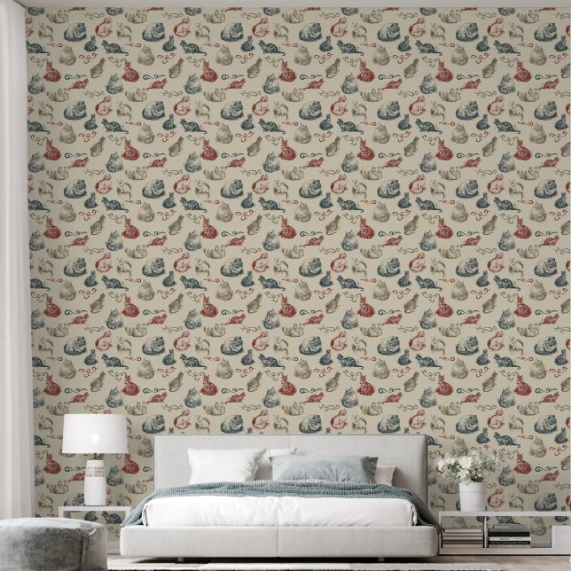Vintage Cats Wallpaper (Bedroom)