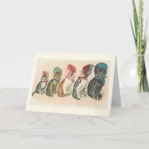 Vintage Cats Wearing Bonnets Note Card