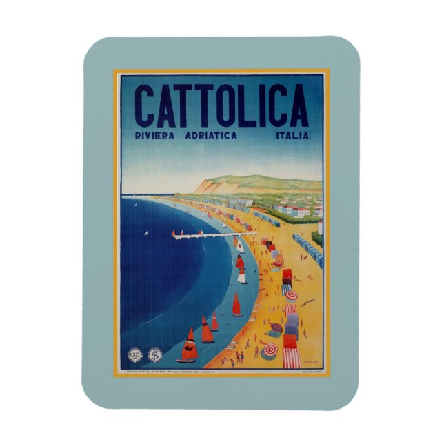 Vintage Cattolica beach Italian travel advertising Magnet (Vertical)