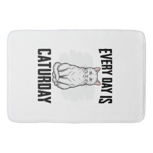 Vintage Caturday Cat Lover Funny Shirt Design_1 Bath Mat