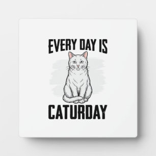 Vintage Caturday Cat Lover Funny Shirt Design_1 Plaque