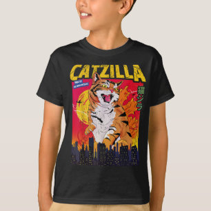 Vintage Catzilla Cat Japanese Art Funny Cat Gifts T-Shirt
