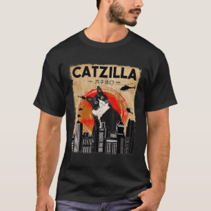 Vintage Catzilla - Funny Tuxedo Cat And Kitten  T-Shirt