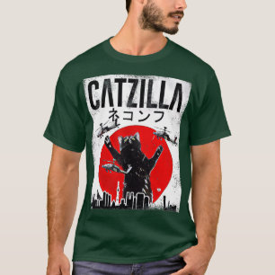 Vintage Catzilla Japanese Sunset Style Cat Kitten T-Shirt