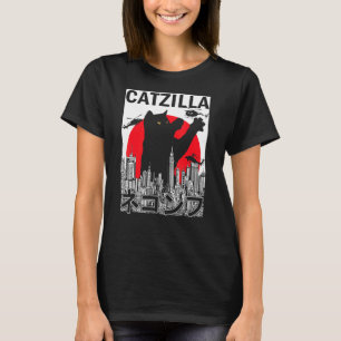 Vintage Catzilla Japanese Sunset Style Cat Kitten T-Shirt