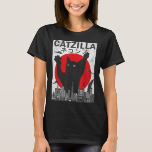 Vintage Catzilla Japanese Sunset Style Cat Kitten  T-Shirt