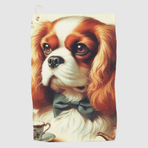 Vintage Cavalier King Charles Spaniel  Painting Golf Towel