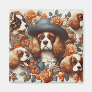 Vintage Cavalier King Charles Spaniel Painting Magnet