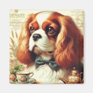 Vintage Cavalier King Charles Spaniel  Painting Magnet