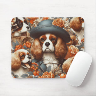 Vintage Cavalier King Charles Spaniel  Painting Mouse Mat