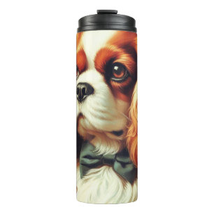 Vintage Cavalier King Charles Spaniel Painting Thermal Tumbler