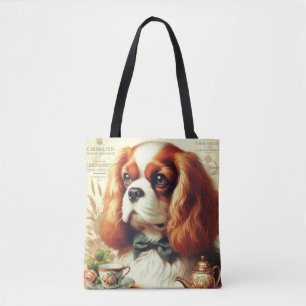 Vintage Cavalier King Charles Spaniel  Painting Tote Bag