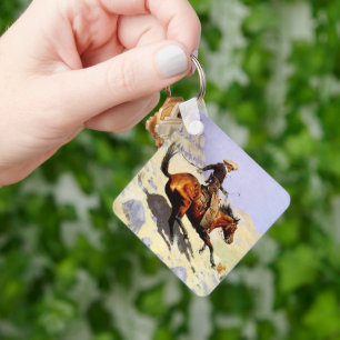 Vintage Cavalry Military, The Cowboy by Remington Key Ring