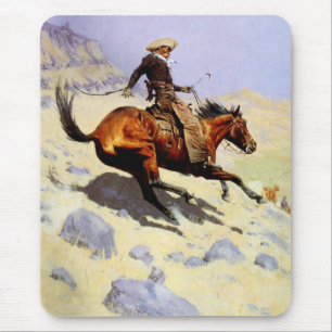 Vintage Cavalry Military, The Cowboy by Remington Mouse Mat