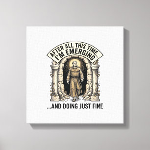 Vintage Cave Humour Engraving Graphic Shirt Design Canvas Print