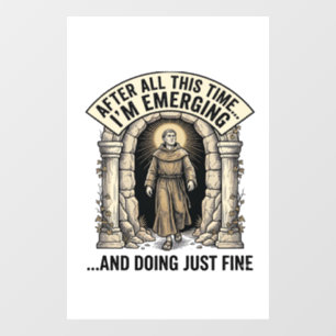Vintage Cave Humour Engraving Graphic Shirt Design Window Cling