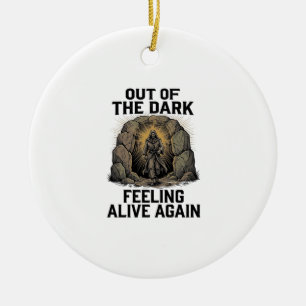 Vintage Cave Revival Engraving Shirt Design_1 Ceramic Tree Decoration
