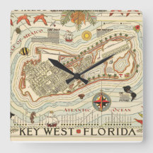 Vintage Cayo Hueso Square Wall Clock