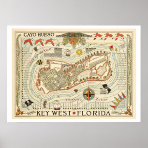 Vintage Cayo Hueso Travel Poster